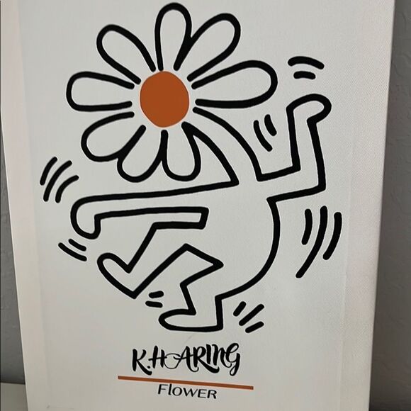 KH ARING Flower Art Print - Black and Orange Mid century modern - Picture 4 of 5